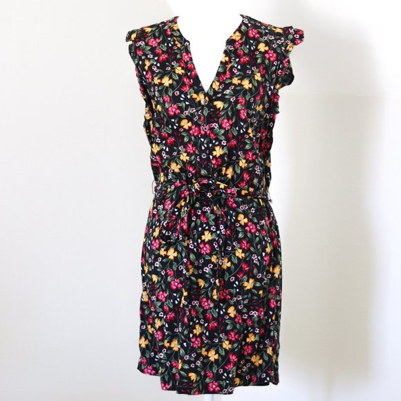 Old Navy Black Floral Button Front Dress XS - Picture 1 of 5